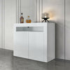 White LED Sideboard Cabinet High Gloss Cupboard Storage Furniture 2 Doors