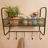 Vintage Style Black Metal Wall Shelf Unit Hooks Rack Home Storage Kitchen Decor