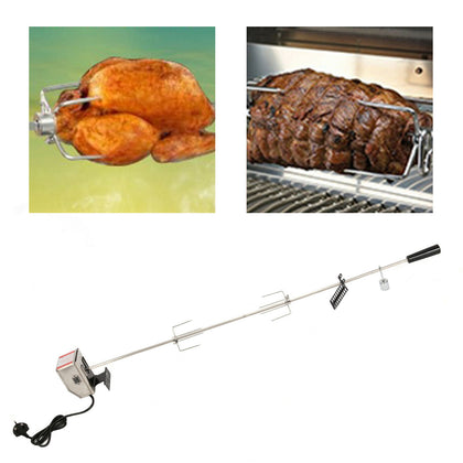 Stainless Steel Electric BBQ Rotisserie Grill Motor Fork Heavy Duty Roast Field
