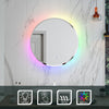Round LED Bathroom Mirror RGB Backlit Dimmable Illuminated Lights Demister 600mm