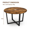 Round Coffee Table Faux Marble/Rustic Wooden Cocktail Table Snack Tea Table