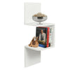 Corner Book Shelf Wall Unit Storage White 2 Tier Floating Display Stand Bookcase