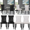 2pcs PU Leather Padded Dining Chairs Retro Button Back Home Kitchen Dinner Seat