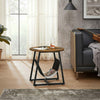 Industrial Style Coffee Table Rustic End Side Metal Magazine Pocket Metal Round