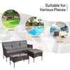 3 Seater Rattan Garden Corner Sofa Set Patio Dining Furniture Set W/ Sofa Chair