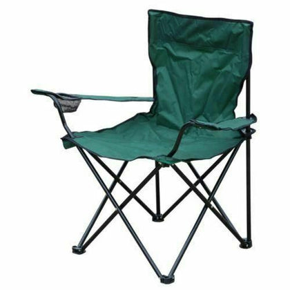 Canvas Folding Green Camping Garden Chair with Cup Holder and Arms