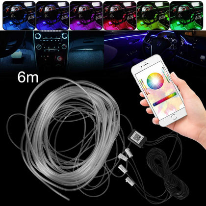 6m RGB LED Car Atmosphere Lamp Interior Ambient Light Strip Phone APP Control
