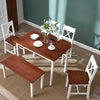 3 Colours Solid Wooden Dining Table and Chairs Bench Set Kitchen Home Furniture