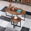 Nesting Coffee Table Industrial Set of 2 End Table Oval Side Table w/Metal Frame