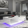 White High Gloss Coffee Table With Storage Drawers RGB LED Modern Living Room UK