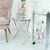 Colton Contemporary Mirrored Glass & Silver Chrome Lamp End Side Drinks Table