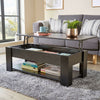 Black Wooden Coffee Table With Lift Up Top Storage Area and Magazine Shelf