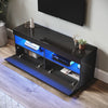 Black 120cm TV Stand Cabinet Unit High Gloss 2 Door Sideboard with LED Lights