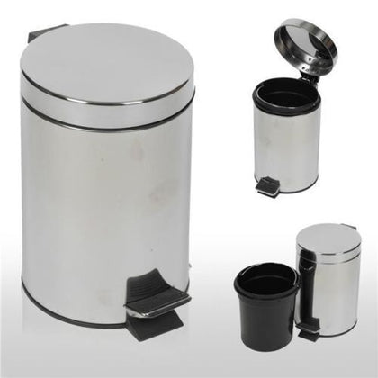 PEDAL BIN 3 / 5 LTR LID RUBBISH WASTE DUST LITTER PAPER STAINLESS STEEL KITCHEN