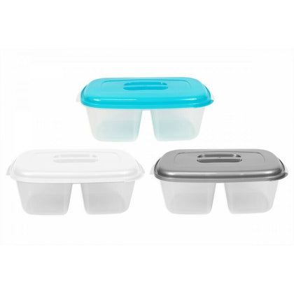 Large Plastic 2 Section Food Storage Containers Box Snap Lid Kitchen Tupperware