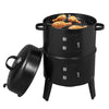 BBQ Charcoal Grill 3 in 1 Barbecue Roaster Smoker Garden Outdoor Cooking Steel