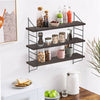 Industrial 3-Tier Shelving Wall Mounted Rustic Hanging Floating Wood Book Shelf