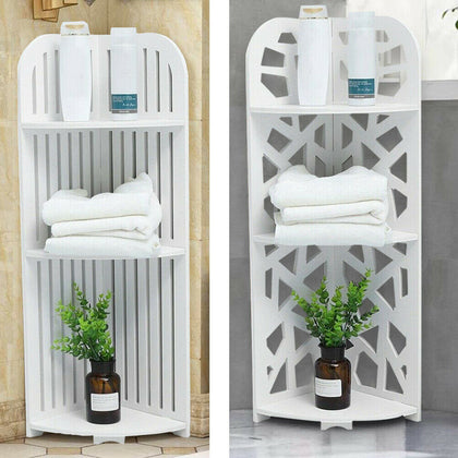 Wood-Plastic Shower Caddy Corner Shelf Bathroom Organiser Storage Rack 3 Tier UK