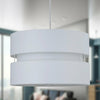 White Easy Fit Pendant Light Shade 2 Tier Design Fabric Drum Ceiling Light Shade