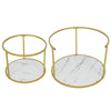 2pcs Marble Vein Round Coffee Tables Set Sofa Side Nested End Tables Living Room