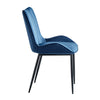 Set of 2 Blue Dining Chair Velvet Upholstered Chairs with Thick Cushion Kitchen