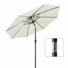 Mondeer 2.7M/3M Garden Parasol Umbrella Round Sun Shade Crank Tilt Red/Beige
