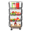 Mobile Kitchen Vegetable Fruit Storage Rack Stackable Metal Wire Basket Holder