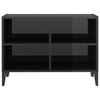 Black High Gloss Small TV Cabinet Modern Media Storage Cabinet Metal Legs Shelf
