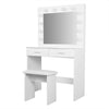 Modern Dressing Table Stool Vanity Set Makeup Desk w/ LED Light Mirror & Drawers