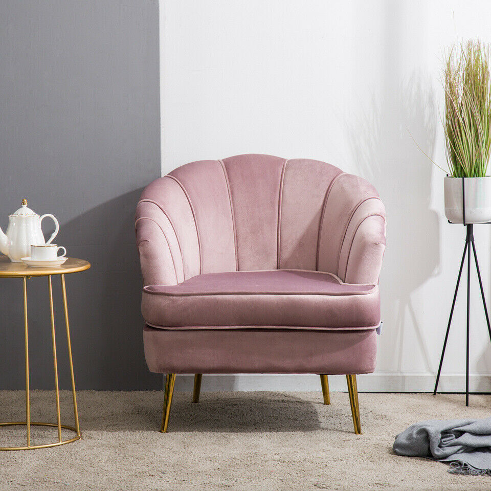 Blush Pink Wing Back Armchair Scallop Shell Cocktail Tub Occasional Lounge Chair