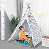 Kids Teepee Tent With Floor Mat Cotton Canvas Indian Indoor Outdoor Play House