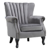 Retro Wing Back Armchair Fabric Upholstered Fireside Chair Wooden Queen Anne Leg