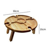 Folding Outdoor Garden Picnic Table With Glass Holder Wooden Wine Glass Rack