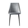 2 X GREY MODERN Velvet Dining Chairs Black Metal Legs Padded Seat High Back Soft