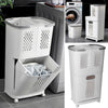 Divided Laundry Storage Baskets Trolley Clothes Hamper Basket Suction Wall Shelf