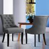 Dining Chair Set of 2/4 Kitchen Linen Upholstered Chairs Button Back Wood Legs