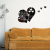 3 Love Heart Mirror Tiles Kitchen Wall Sticker Stick on Decal Home Bedroom Decor