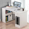 Corner Computer Desk H Shaped PC Laptop Gaming Table W/ Book Shelves Bookcase