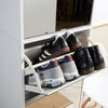6ft White Shoe Cabinet Mirrored Storage Cupboard Footwear Stand Rack Organiser