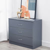 Grey Chest of Drawers Bedside Table Cabinet Nightstand 3 Drawer Bedroom Storage