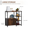 Industrial Storage Shelf Side Table Metal Frame End Desk with Cabinet & Rack