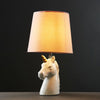 White Ceramic Unicorn Base Table Lamp Pink Cotton Shade LED Light Bulb Lighting