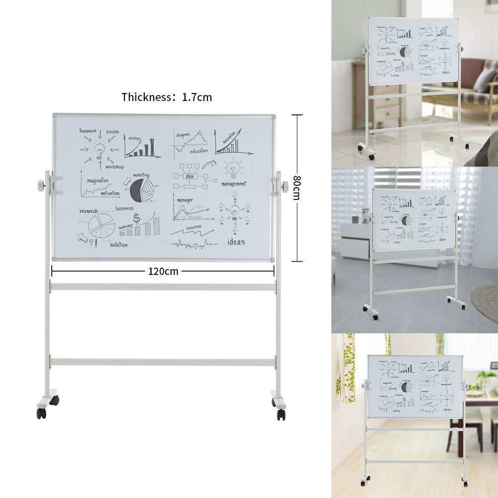 Magnetic Whiteboard Mobile Revolving Double Sided White Board Easel St –  Quildinc