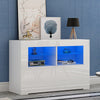 Modern White TV Unit Cabinet Stand High Gloss Doors Storage with RGB LED Lights