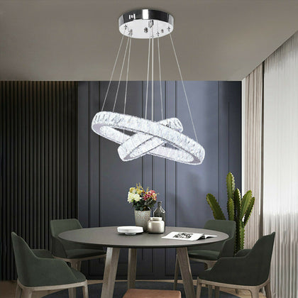 Modern LED Crystal Light Ring Chandelier Pendant Lamp Ceiling Lights Lighting ME