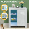 Moden Sideboard Cabinet Storage Cupboard High Gloss Door Glass Shelf LED Light