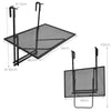 Folding Deck Table Outdoor Iron Hanging Railing Table Adjustable Flower Stand