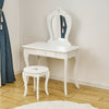 Children Dressing Table Stool Vanity Set Makeup Desk w/ Mirror & Drawer White