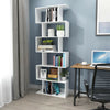 Wood Bookcase Bookshelf S Shape 6 Tier Shelves Free Shelving Storage Unit White