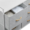 Fabric Chest of Drawers Storage Cabinet Unit Metal Frame Bedside End Table Gray